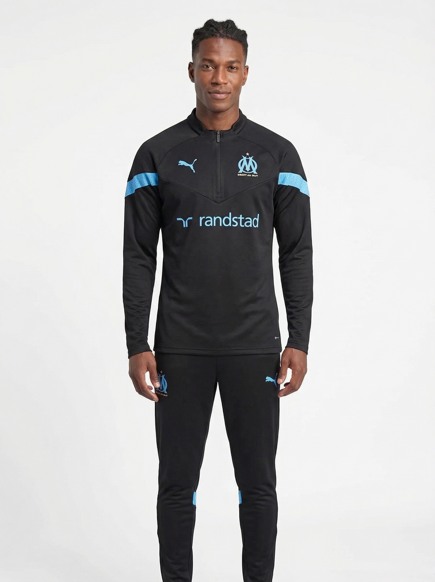 OLYMPIQUE DE MARSEILLE BLACK AND BLUE TRACKSUIT