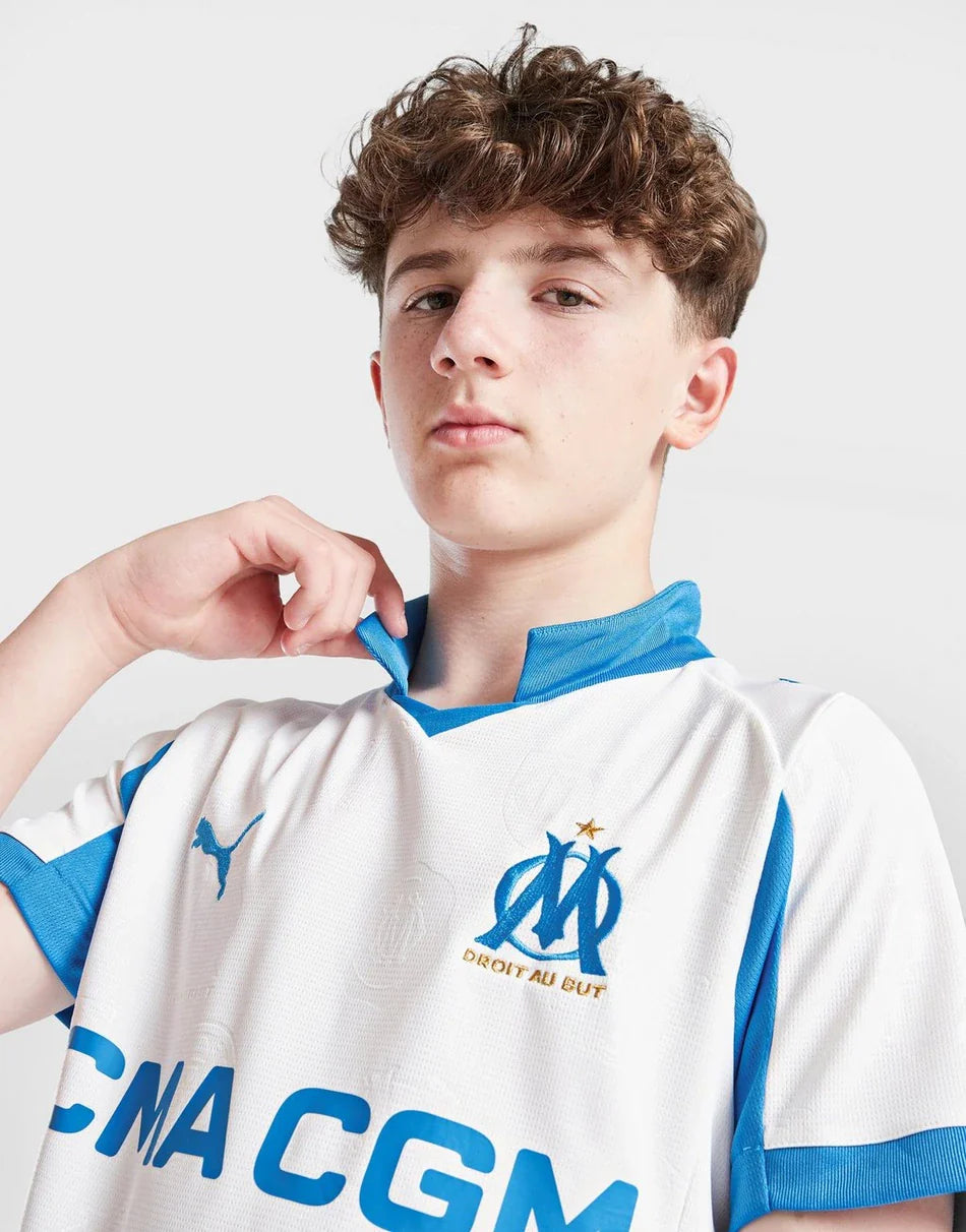 PUMA OLYMPIQUE MARSEILLE 2025/26 HOME SHIRT JUNIOR